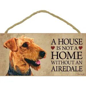 Airedale Dog Breed Wood Plaque Sign 8 5" x 10"  Gift